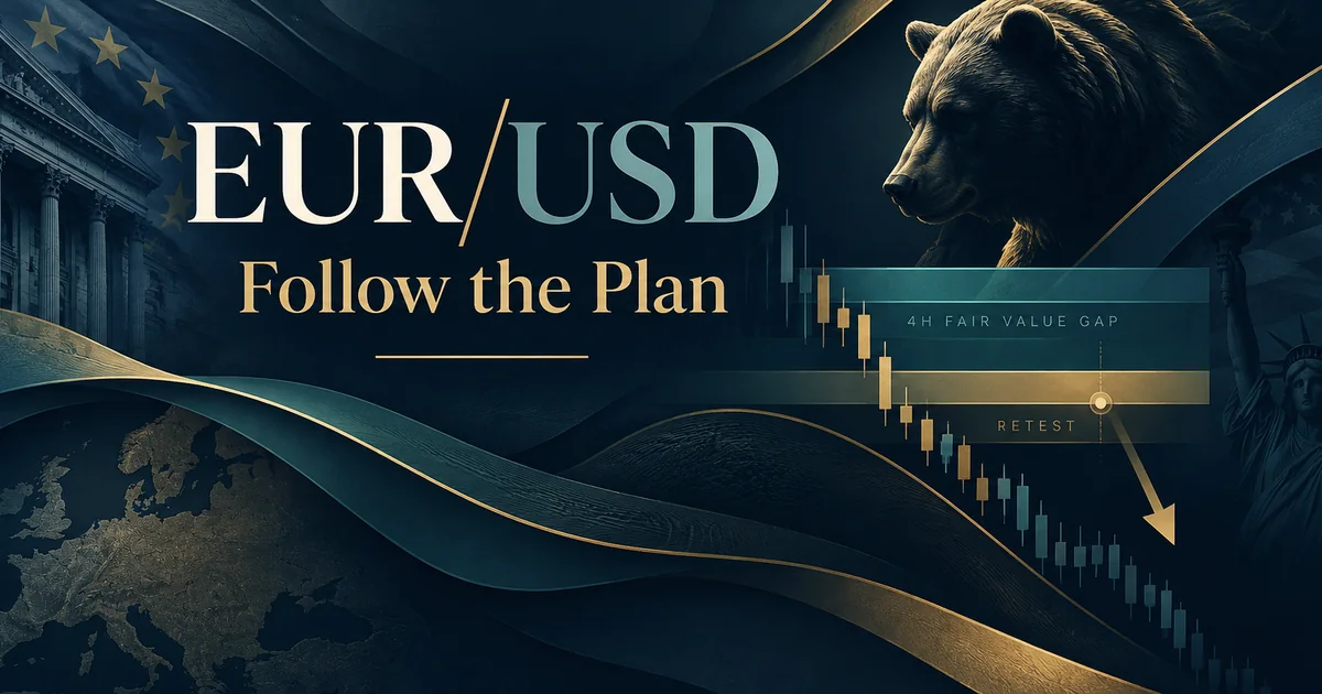 EUR/USD trade journal editorial cover about following a 4h fvg sell plan; illustration, not a chart