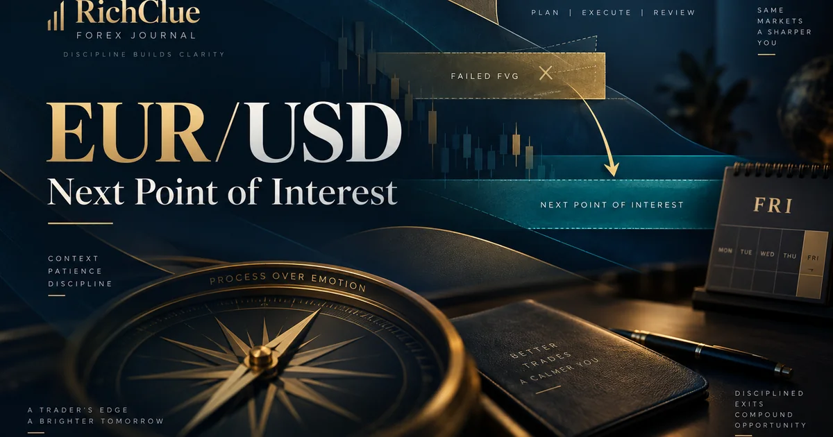 EUR/USD trade journal editorial cover about the next point of interest after a failed fvg; illustration, not a chart
