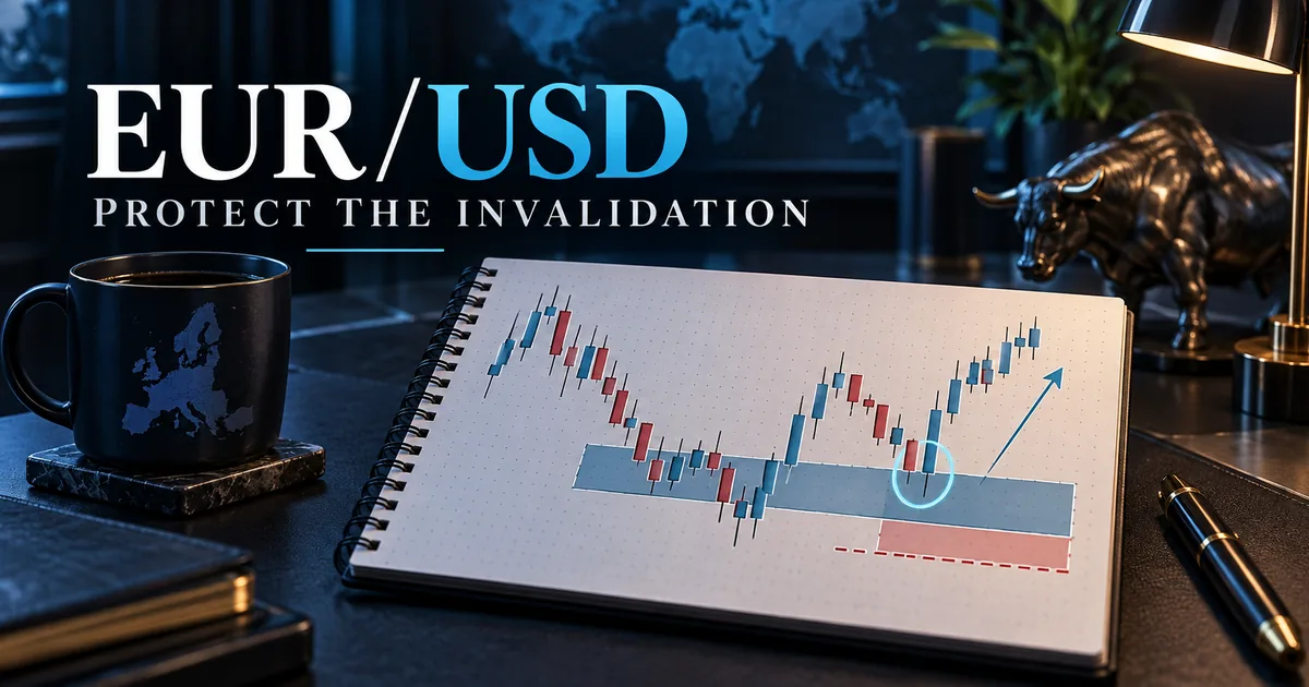 EUR/USD trade journal editorial illustration about placing a stop below a protected candle low