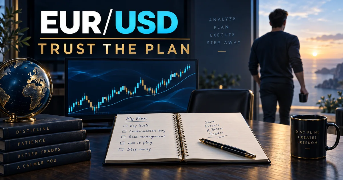 EURUSD trade journal editorial cover about trusting a planned setup and avoiding constant chart watching